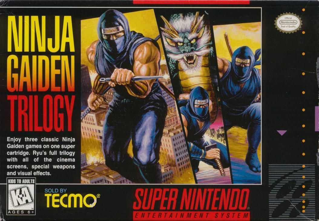 Ninja Gaiden Trilogy box art for Super Nintendo